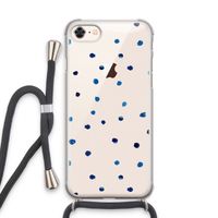 Blauwe stippen: iPhone 8 Transparant Hoesje met koord