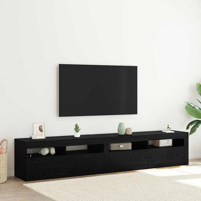 Tv-meubels 2 st met LED bewerkt hout zwart eikenkleurig