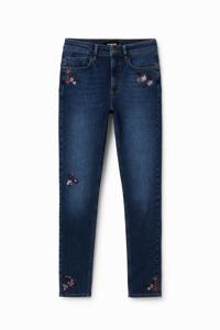 Push-up skinny jeans met geborduurde bloemen - BLUE - 34