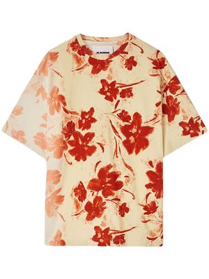 Jil Sander T-shirt met bloemenprint - Beige Jil Sander T-shirt met bloemenprint - Beige