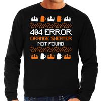 Koningsdag sweater voor heren - 404 error not found - zwart - oranje feestkleding - thumbnail