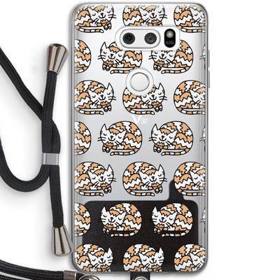 Slapende poes: LG V30 Transparant Hoesje met koord