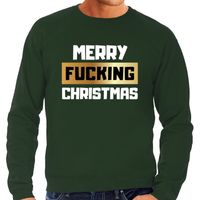 Foute kerstborrel trui / kersttrui merry fucking christmas groen voor heren 2XL (56)  -