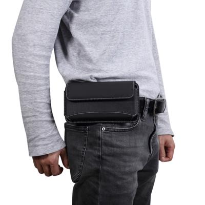 Mannen universele Oxford doek draagbare mobiele telefoon taille Pack lederen Case voor Huawei Mate 20 X / 6 9 Inch of onder Smartphones (zwart)