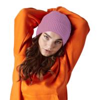 Gebreide Ribbed Beanie wintermuts - oud roze - volwassenen - Polyacryl