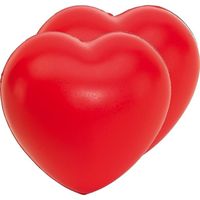 2x Stressballen rood hartjes vorm 8 x 7 cm   -