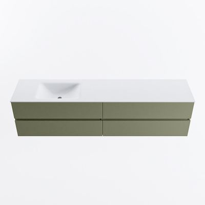 MONDIAZ VICA 200cm badmeubel onderkast Army 4 lades. Wastafel CLOUD links zonder kraangat, kleur Talc.