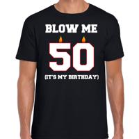 50 jaar Abraham cadeau t-shirt - Blow me - its my birthday - zwart - heren - 50ste verjaardag