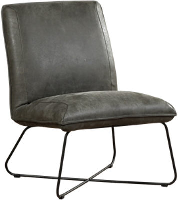Donkergrijze leren industriële fauteuil zonder armleuning Less - Kenia Leer Antracite (donkergrijs leer)
