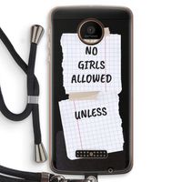 No Girls Allowed Unless: Motorola Moto Z Force Transparant Hoesje met koord