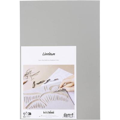 Creativ Company Linoleum, afm 20x30 cm, dikte 3 mm, grijs, 2 stuk/ 1 doos