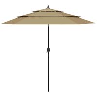 Parasol 3-laags met aluminium paal 2,5 m taupe - thumbnail