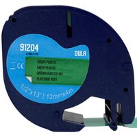 DULA - Dymo LetraTag 91204 - S0721640 - Label Tape - Zwart op Groen plastic - 12mm x 4m - 1 Stuk - thumbnail