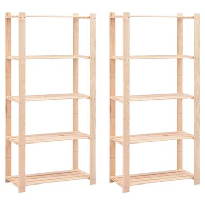 Opbergrekken 5-laags 2 st 80x38x170 cm grenenhout 250 kg