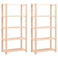 Opbergrekken 5-laags 2 st 80x38x170 cm grenenhout 250 kg