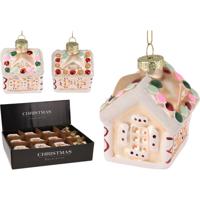 Hanger Huisje glas 8cm display a 12st