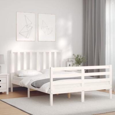 Bedframe zonder matras massief grenenhout wit 140x190 cm