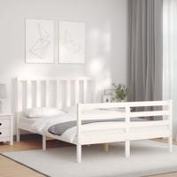 Bedframe zonder matras massief grenenhout wit 140x190 cm