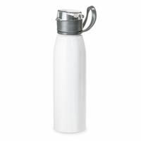 Aluminium waterfles/drinkflesmet klepdop en handvat - wit - 650 ml - Sportfles - Bidon