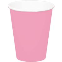 8x stuks drinkbekers van papier roze 350 ml   - - thumbnail