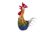 Sculptuur Haan geel/groen glas