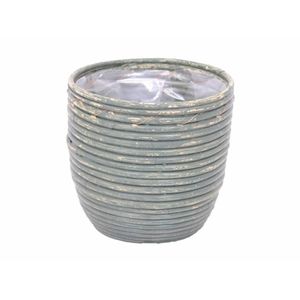 Van der Leeden rotan pot streep 15 cm olijf