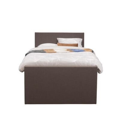 Boxspring met opbergruimte en voetbord Liv egaal - donkerbruin - 120x200cm - Leen Bakker