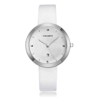 CAGARNY 6871 Fashion Life waterdichte zilveren shell stalen band quartz horloge (wit)