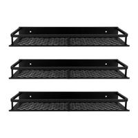 QUVIO Badkamer plankje Aluminium - Zwart - 40 cm - set van 3