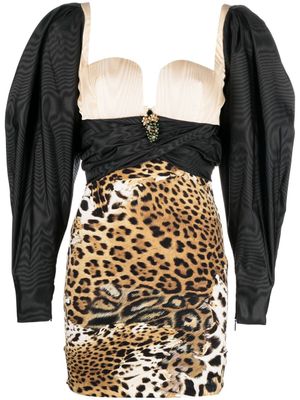 Roberto Cavalli robe courte à motif tigre - Tons neutres