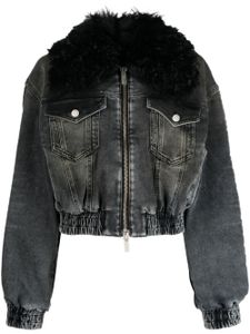 Blumarine veste zippée en jean à col oversize - Noir