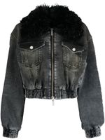 Blumarine veste zippée en jean à col oversize - Noir