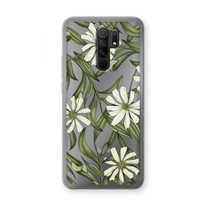 Wit bloemenpatroon: Xiaomi Redmi 9 Transparant Hoesje