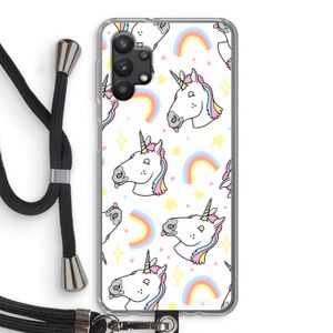 Rainbow Unicorn: Samsung Galaxy A32 5G Transparant Hoesje met koord
