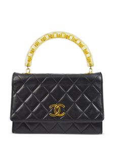 CHANEL Pre-Owned sac à main Straight Flap en cuir (années 1990) - Noir