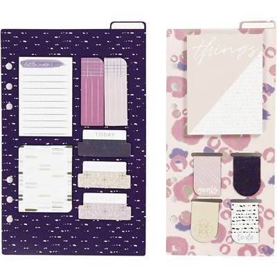 Creativ Company Post-it en boekenlegger set, afm 10,3x22 + 13,8x22 cm, goud, paars, roze, 2 vel/ 1 doos