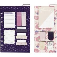 Creativ Company Post-it en boekenlegger set, afm 10,3x22 + 13,8x22 cm, goud, paars, roze, 2 vel/ 1 doos