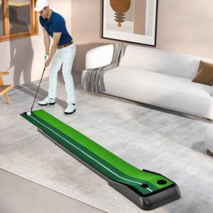 Golftrainingsmat 250 cm 2 Gaten Automatische Balretourbaan Draagbare Puttingmat voor Binnen en Buiten