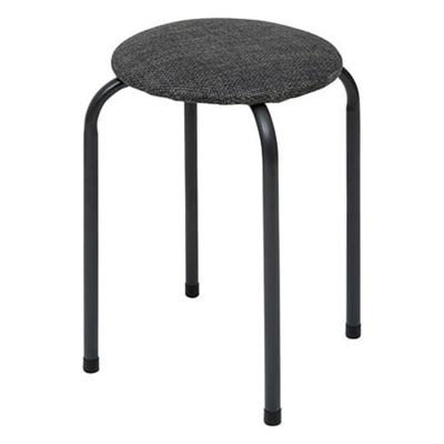 5Five Stapelbaar zit krukje Fierra - metaal/polyester - antraciet - D38 x H46 cm - stoelen