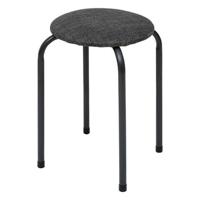 5Five Stapelbaar zit krukje Fierra - metaal/polyester - antraciet - D38 x H46 cm - stoelen