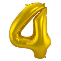 Folie ballon van cijfer 4 in het goud 86 cm   -