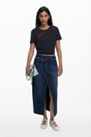 Gecombineerde midi denim rok - BLUE - L