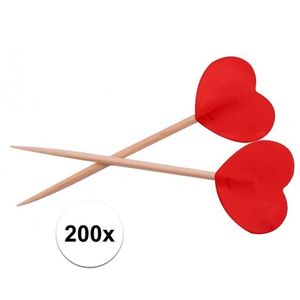 Cocktailprikkers hartjes rood 200 stuks
