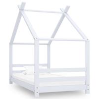Kinderbedframe massief grenenhout wit 80x160 cm