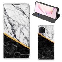 Samsung Galaxy Note 10 Lite | Standcase | Marmer Wit Zwart - Origineel Cadeau Man