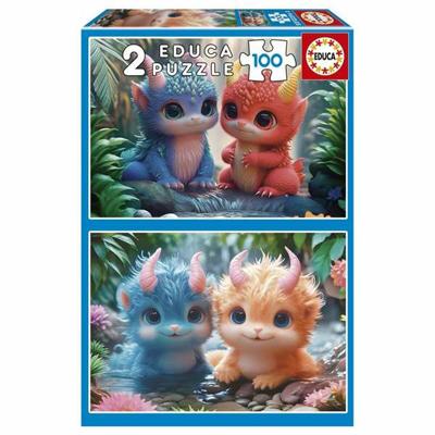 Puzzel Educa Adorable Monsters 100 Onderdelen (2 Stuks)