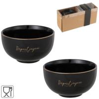 J-Line schaal départ joyeux porselein zwart 14 cm 2 stuks | 4 stuks