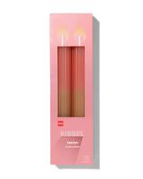 HEMA Huishoudkaarsen Met Ribbels Ø3.5x25 Naturel/roze - 2 Stuks (roze) - thumbnail