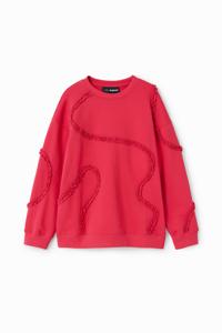 Sweatshirt met geplooid lint - RED - L