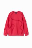 Sweatshirt met geplooid lint - RED - S